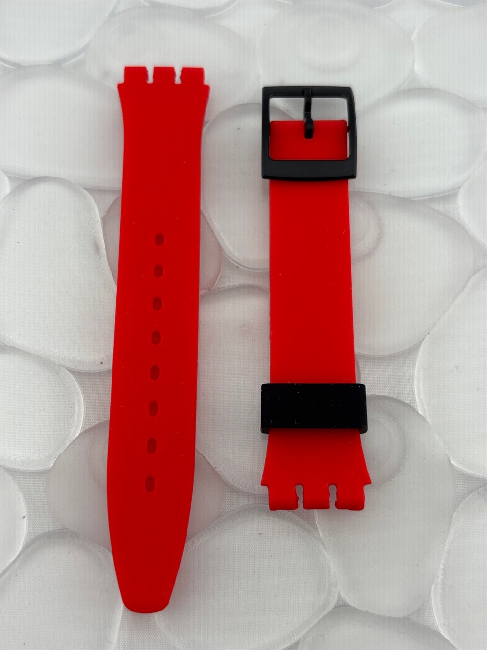 Red and Black Watch Band (Strap Only) - fits Swatch Gent model